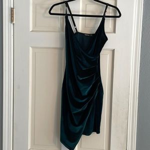 Crushed velvet dark green mini dress, never worn